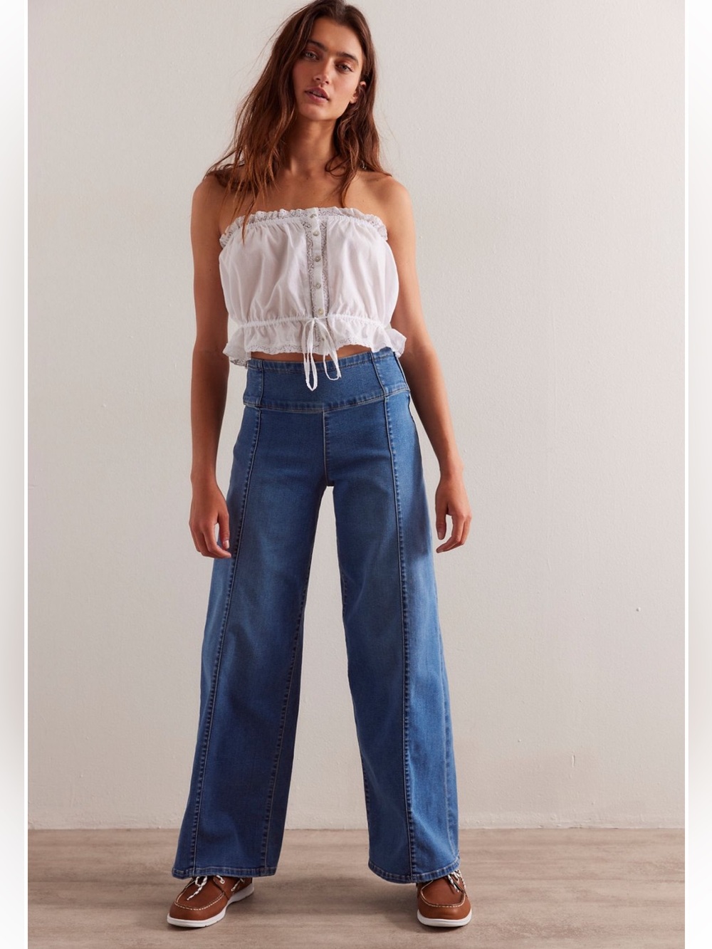 Free People We The Free Spotlight High Rise Wide Leg Jeans NWT Size 28